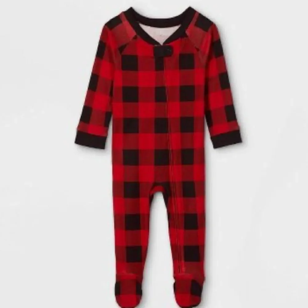 100% Cotton Baby Buffalo Check Plaid Footed one piece sleep pajama Wondershop